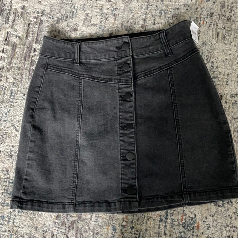 RDQ black denim jean skirt